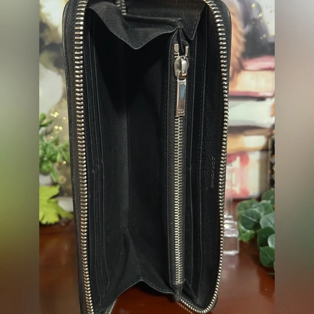 Dior Homme Black Grained Calfskin Long Zip Around Wallet